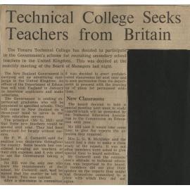 Technical College Seeks Teachers From Britain