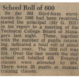 School roll of 600