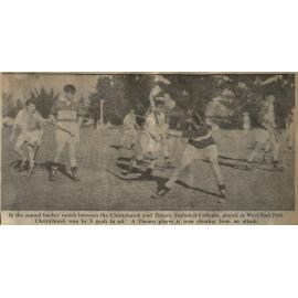 In the annual hockey match between the Christchurch and Timaru Technical Colleges