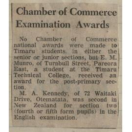Chamber of Commerce Examination Awards
