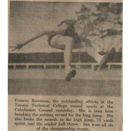 Francis Rawstron, the outstanding athlete at the Timaru Techncial College annual sports
