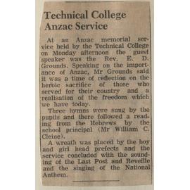 Technical College Anzac Service