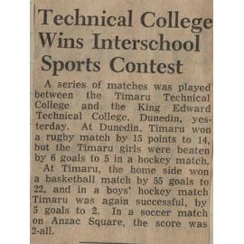 Technical College Wins Interschool Sports Contest