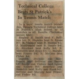 Technical College Beats St Patrick's In Tennis Match