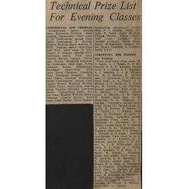Technical Prize List For Evening Classes