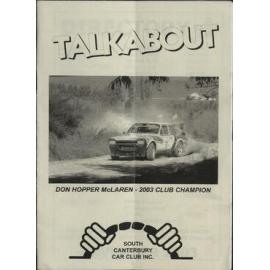 Talkabout: South Canterbury Car Club Bulletin November 2003