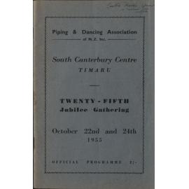 Piping & Dancing Association South Canterbury Centre Timaru 25th Jubilee Gathering official programme