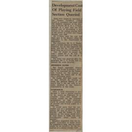 Development Cost of Playing Field Section Queried