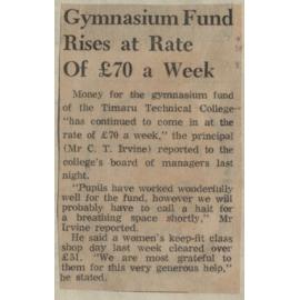 Gymnasium Fund Rises at Rate Of £70 a Week