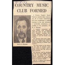 Country Music Club Formed