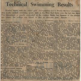 Technical Swimming Results