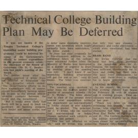 Technical College Building Plan May Be Deferred