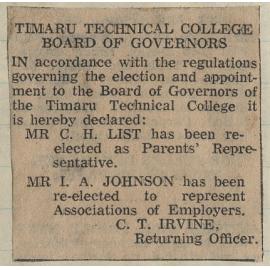 Timaru Technical College Board of Governors