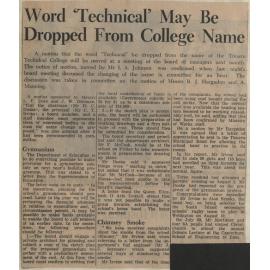 Word 'Technical' May Be Droppped From College Name
