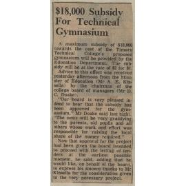 $18,000 Subsidy For Technical Gymnasium