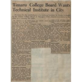 Timaru College Board Wants Technical Institute in City
