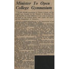 Minister To Open College Gymnasium