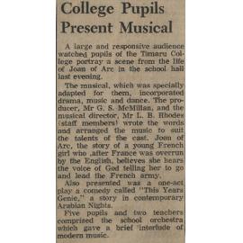 College Pupils Present Musical