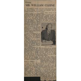 Obituary Mr William Cleine