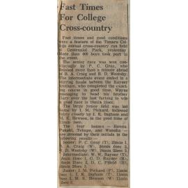 Fast Times For College Cross country