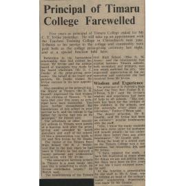 Principal of Timaru College Farewelled
