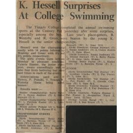 K Hessell Surprises At College Swimming