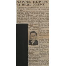 No Pupil's Telephone At Timaru College