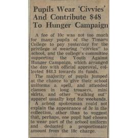 Pupils Wear Civvies And Contribute $48 To Hunger Campaign
