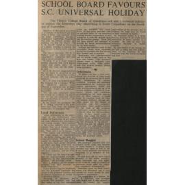 School Board Favours SC Universal Holiday