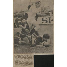 R Smallridge (Timaru College) scores a try