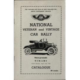 National Veteran and Vintage Car Rally 1968 catalogue