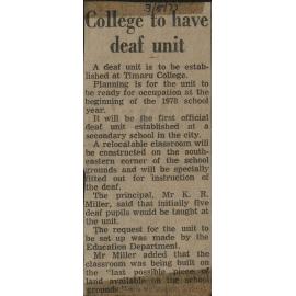 College to have deaf unit