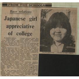 Japanese girl appreciative of college