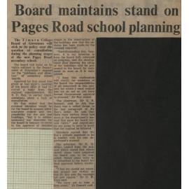 Board maintains stand on Pages Road school planning