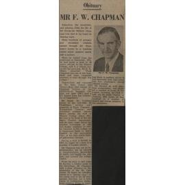 Obituary: Mr F W Chapman