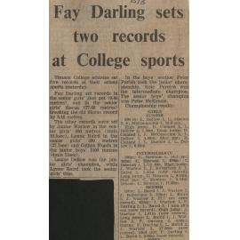 Fay Darling sets two records at College sports