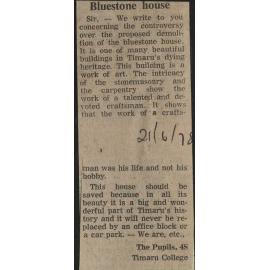 Letter to the Editor: Bluestone house
