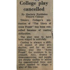 College play cancelled