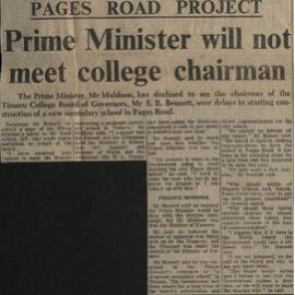 Pages Road Project: Prime Minister will not meet college chairman