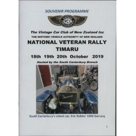 SC Vintage Car Club National Veteran Rally Timaru 2019 programme