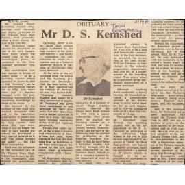 Obituary: Mr D S Kemshed