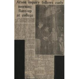 Arson inquiry follows early morning flare-up at college