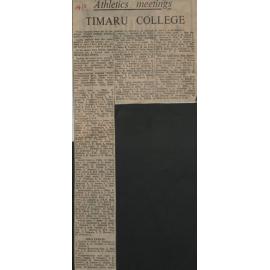 Athletics meetings: Timaru College