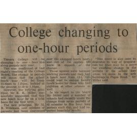 College changing to one hour periods