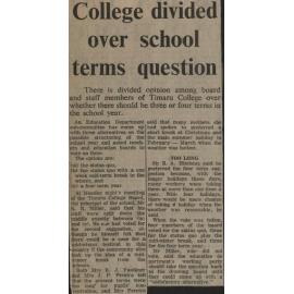 College divided over school terms question
