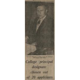 College principal designate chosen out of 20 applicants