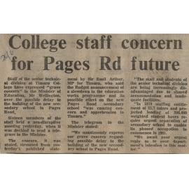 College staff concern for Pages Rd future