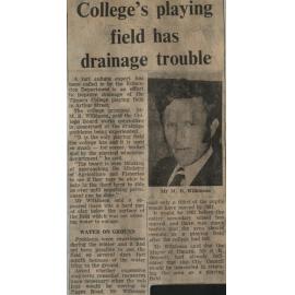 College's playing field has drainage trouble