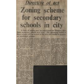 Directive of act: Zonings scheme for secondary schools in city