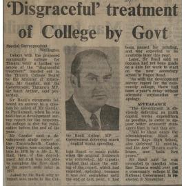  'Disgraceful' treatment of College by Govt